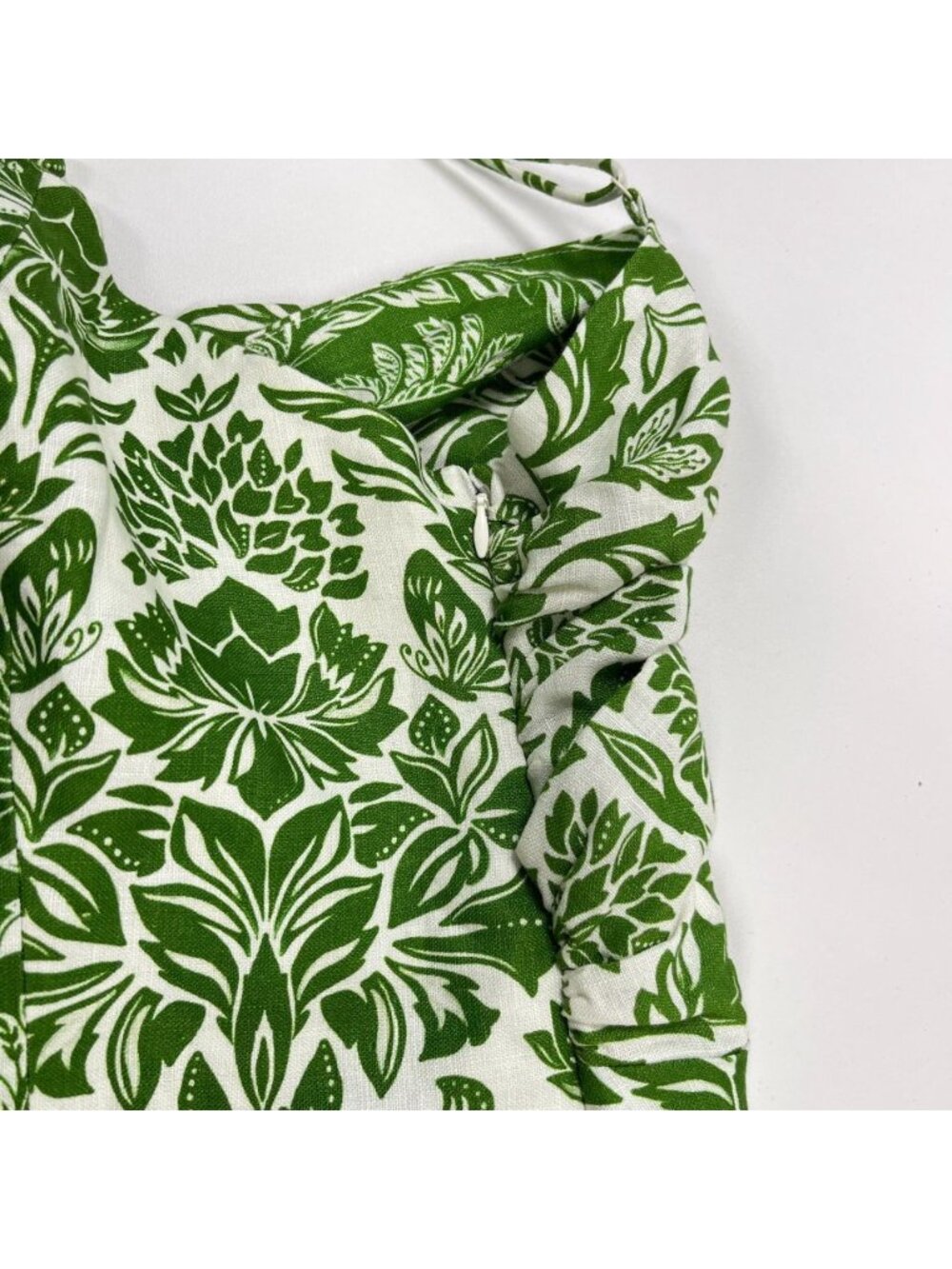 NWOT Farm Rio Floral Delicate Tapestry Linen Drop-Waist Midi Dress Size XS Green - Picture 8 of 11